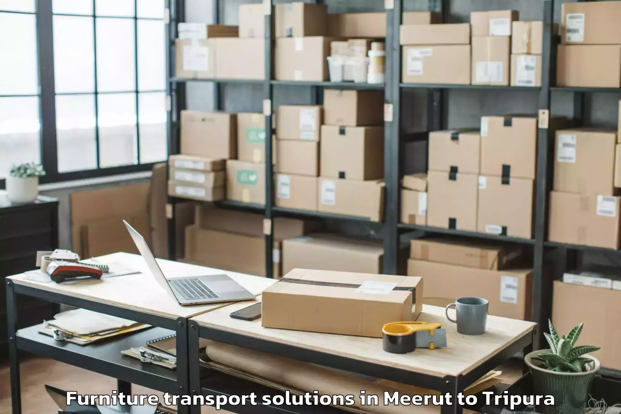 Top Meerut to Jirania Furniture Transport Solutions Available